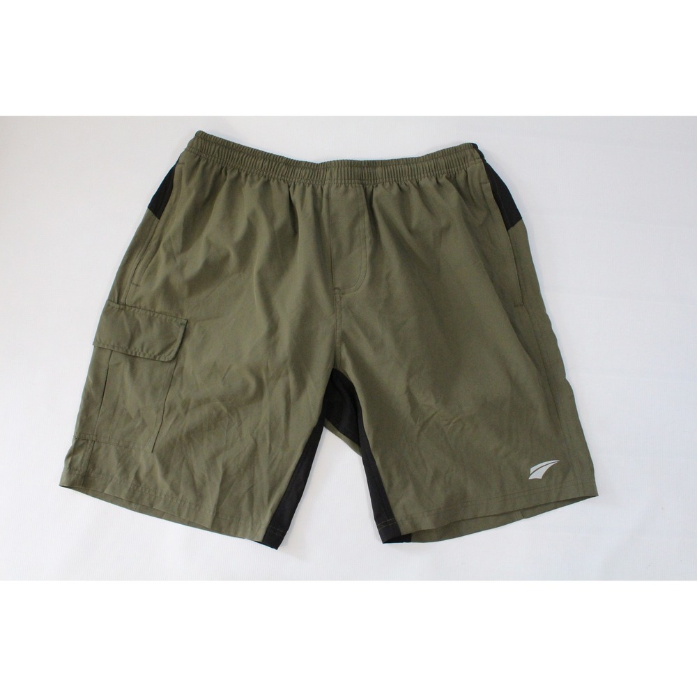 EZRUN Mens Padded Cycling Shorts XL Green Black Mountain Bike Cargo Pockets